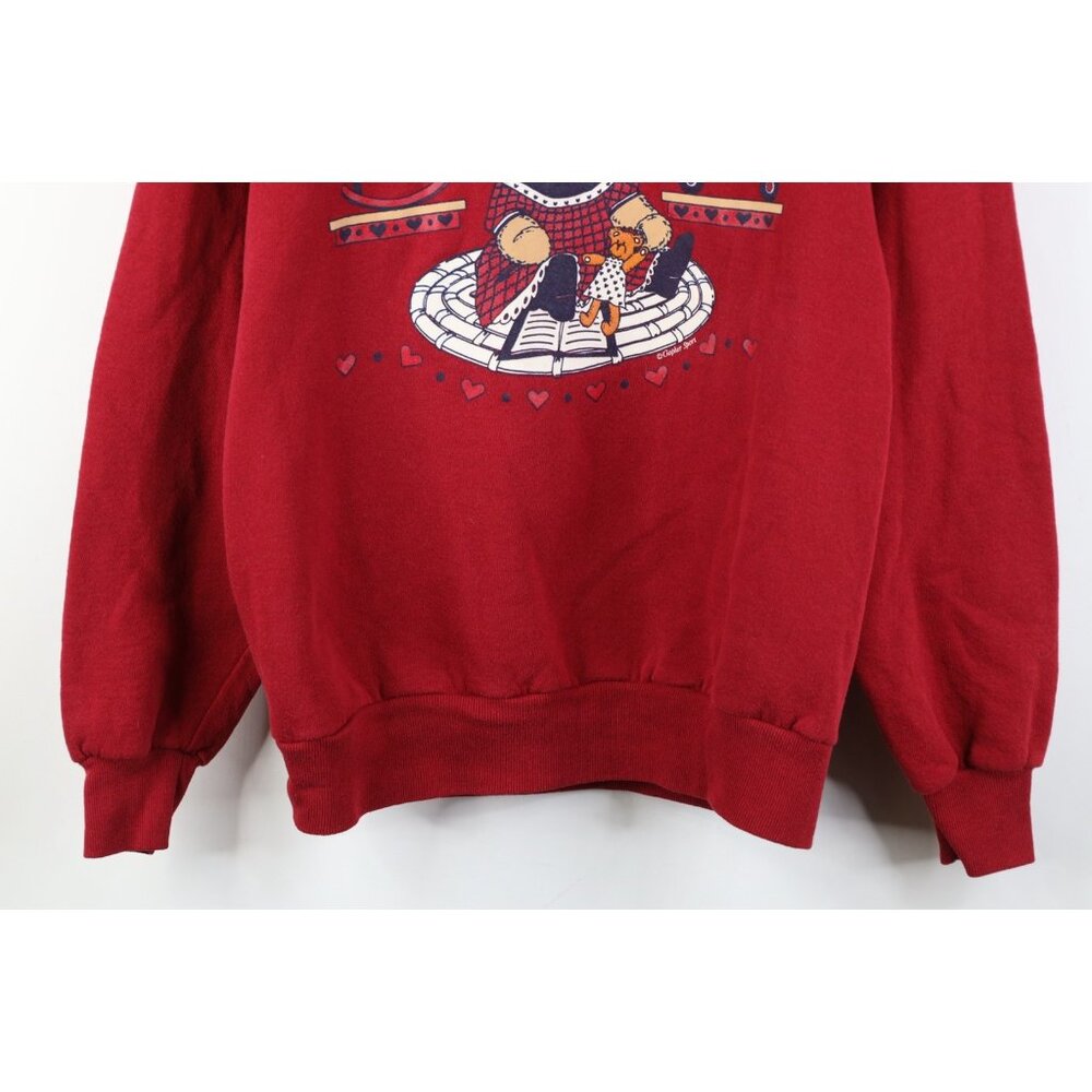Vintage 90s Streetwear Womens Medium Faded Heart Bear Turtleneck Sweatshirt USA - Picture 3 of 15